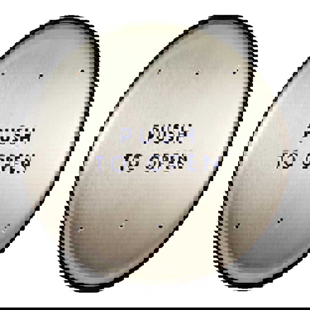 Push Plates; Material: Stainless Steel ; Width (Inch): 6 ; Overall Length (Inch): 6.00 ; Finish/Coating: Stainless Steel ; Shape: Round ; Plate Thickness: 0.1250