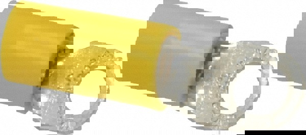 D Shaped Ring Terminal: Partially Insulated, 12 to 10 AWG, Crimp Connection