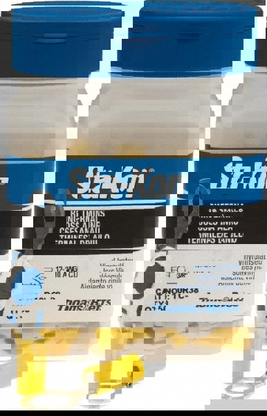 D Shaped Ring Terminal: Partially Insulated, 12 to 10 AWG, Crimp Connection