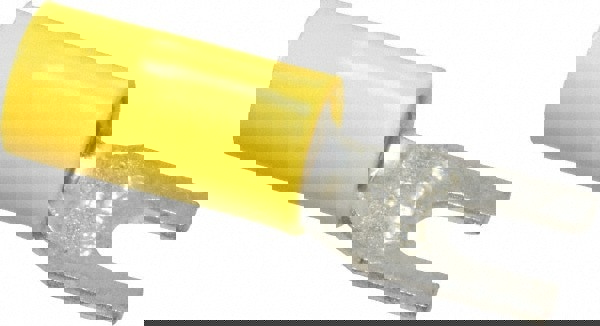 Standard Fork Terminal: Yellow, Vinyl, Partially Insulated, #6 Stud, Crimp