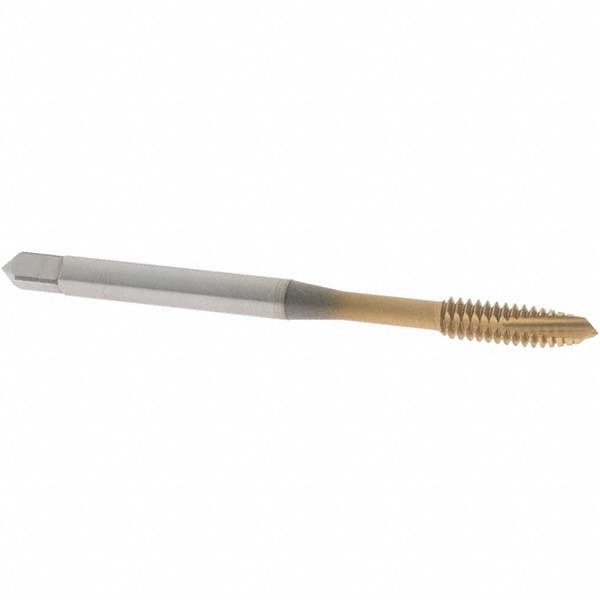 Spiral Point Tap: #6-32 UNC, 3 Flutes, Plug, Vanadium High Speed Steel, TiN Coated