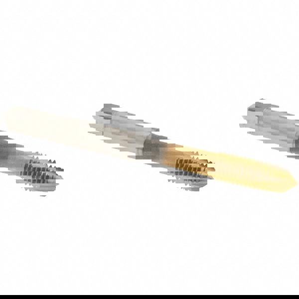 Spiral Point Tap: 1/4-28 UNF, 3 Flutes, Plug Chamfer, HSS, TiN Coated