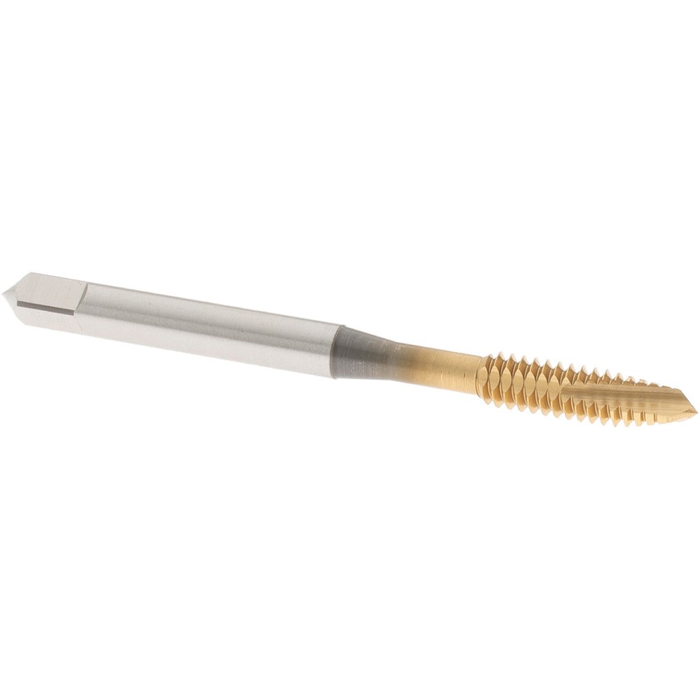Spiral Point Tap: #10-24 UNC, 3 Flutes, Plug, Vanadium High Speed Steel, TiN Coated