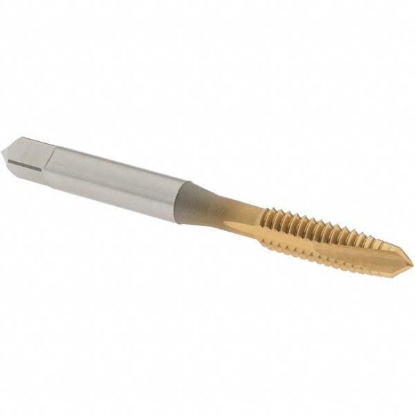 Spiral Point Tap: 1/4-20 UNC, 3 Flutes, Plug, Vanadium High Speed Steel, TiN Coated