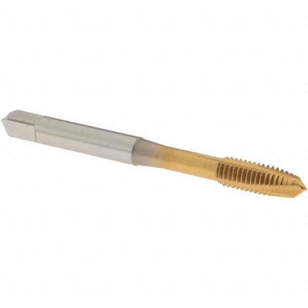 Spiral Point Tap: #12-28 UNF, 3 Flutes, Plug, High Speed Steel, TiN Coated
