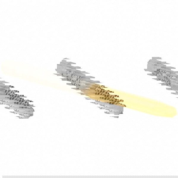 Spiral Point Tap: #5-40, UNC, 2 Flutes, Plug, 2B/3B, High Speed Steel, TiN Finish