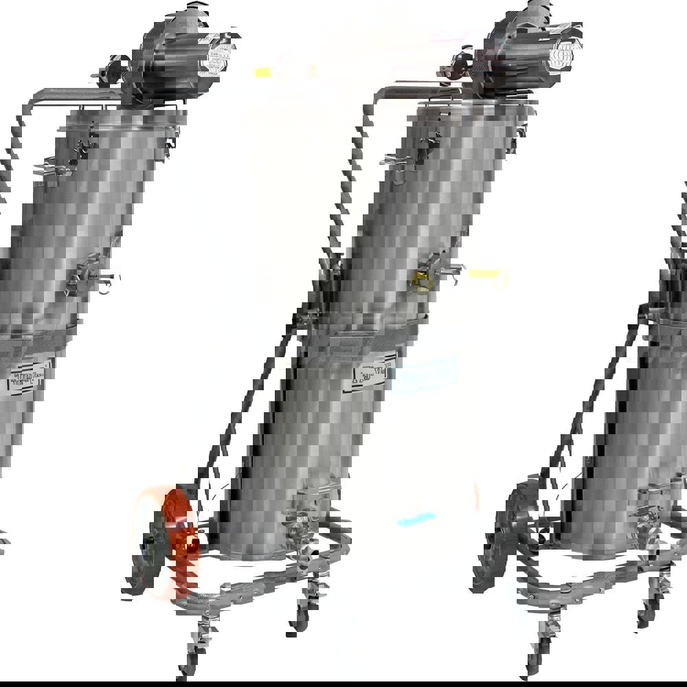 Explosion-Proof, Pneumatic HEPA, Dry & Wet Cleaner: Air, HEPA Filter, 17 gal Capacity