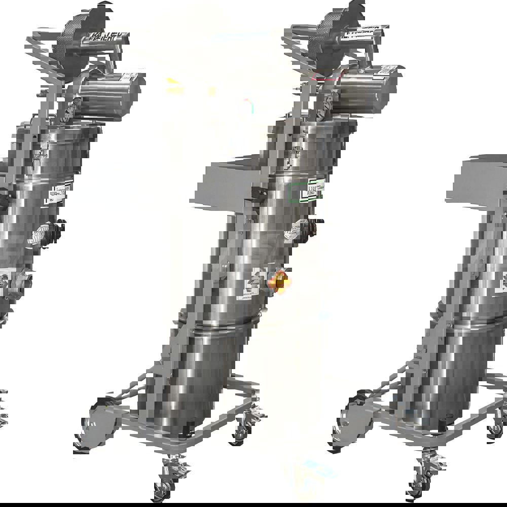 Explosion-Proof & Pneumatic HEPA Cleaner: Air, HEPA Filter, 6.6 gal Capacity