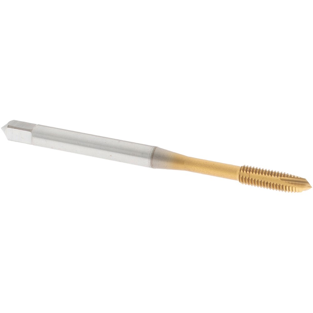 Spiral Point Tap: M3x0.50 Metric Coarse, 3 Flutes, Plug, Vanadium High Speed Steel, TiN Coated