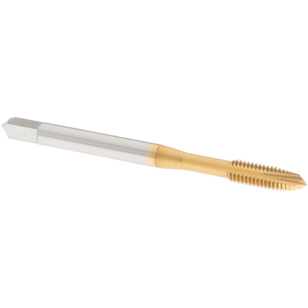 Spiral Point Tap: M4x0.70 Metric Coarse, 3 Flutes, Plug, Vanadium High Speed Steel, TiN Coated