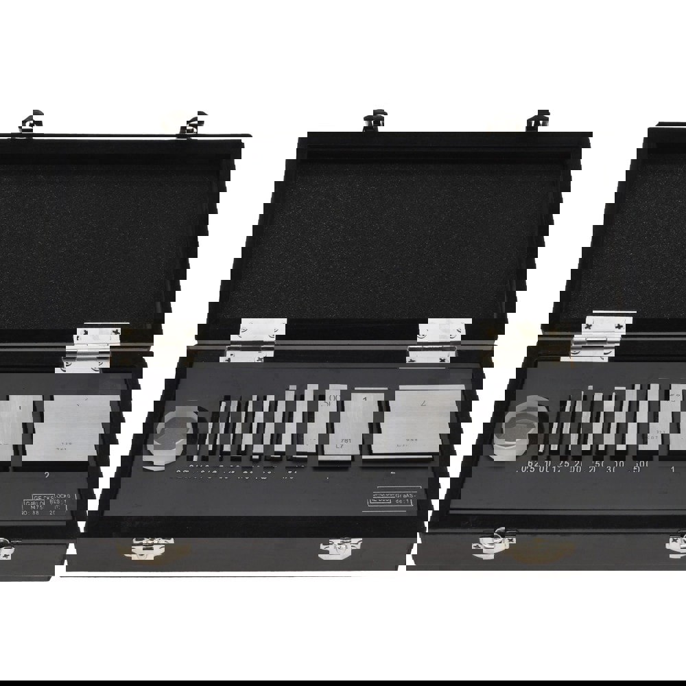 Gage Block Set: 0.0625 to 2'' Range, 9 Pc, AS-1 Grade, Steel