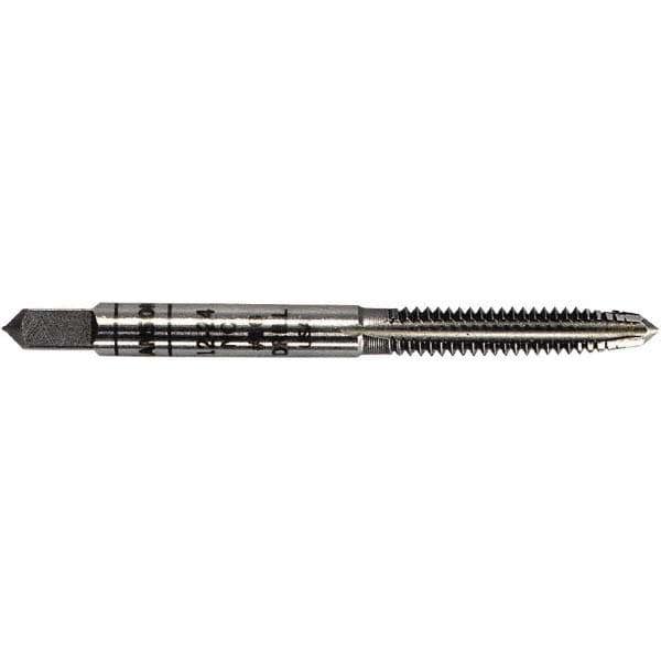 Straight Flute Tap: #14-20 UNS, 4 Flute,