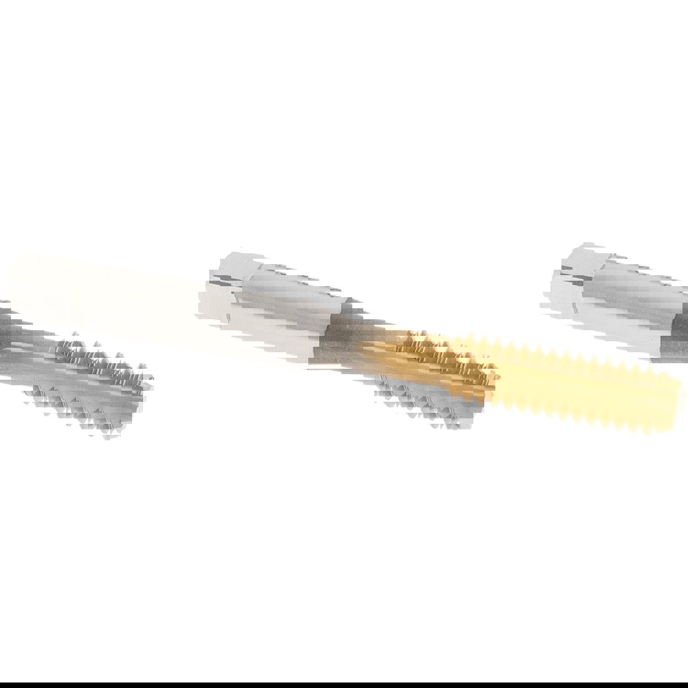 Straight Flute Tap: 1/4-20 UNC, 3 Flute, Bottoming Chamfer, 3B Class of Fit, High-Speed Steel, TiN Finish