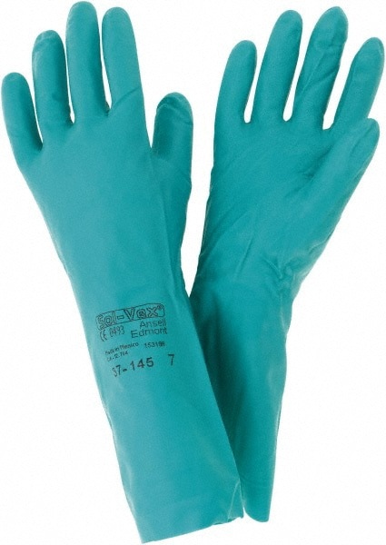 Series 37-145 Chemical Resistant Gloves: Size Small, 11.00 Thick, Nitrile, Nitrile, Unsupported,
