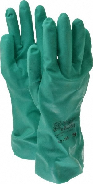 Series 37-145 Chemical Resistant Gloves: Size Large, 11.00 Thick, Nitrile, Nitrile, Unsupported,