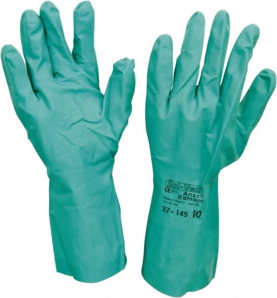 Series 37-145 Chemical Resistant Gloves: Size X-Large, 11.00 Thick, Nitrile, Nitrile, Unsupported,