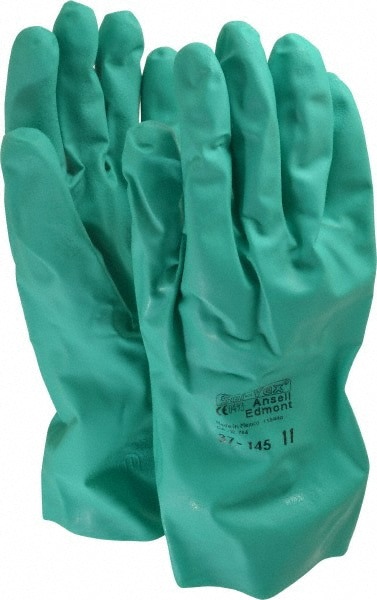 Chemical Resistant Gloves: AlphaTEC 37-145, Size 2X-Large, 11.00 mil, Nitrile-Coated, Nitrile, Unsupported