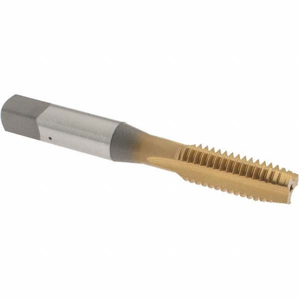 Straight Flute Tap: 3/8-16 UNC, 3 Flute, Plug Chamfer, 3B Class of Fit, High-Speed Steel, TiN Finish