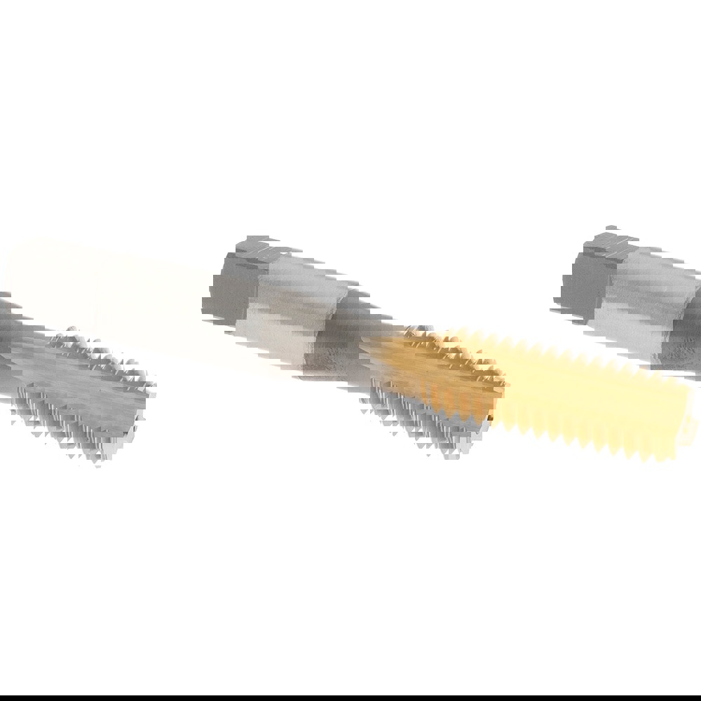 Straight Flute Tap: 3/8-16 UNC, 3 Flute, Bottoming Chamfer, 3B Class of Fit, High-Speed Steel, TiN Finish