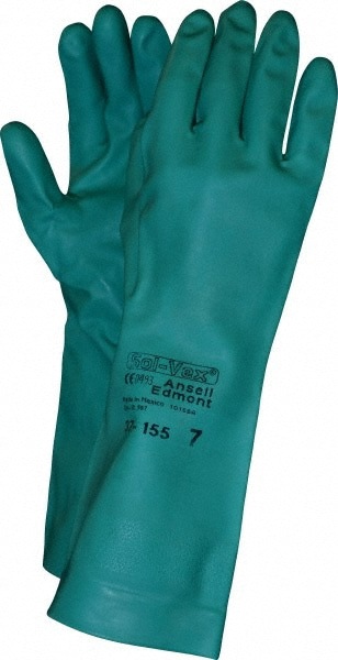 Series 37-155 Chemical Resistant Gloves: Size Small, 15.00 Thick, Nitrile, Nitrile, Unsupported,