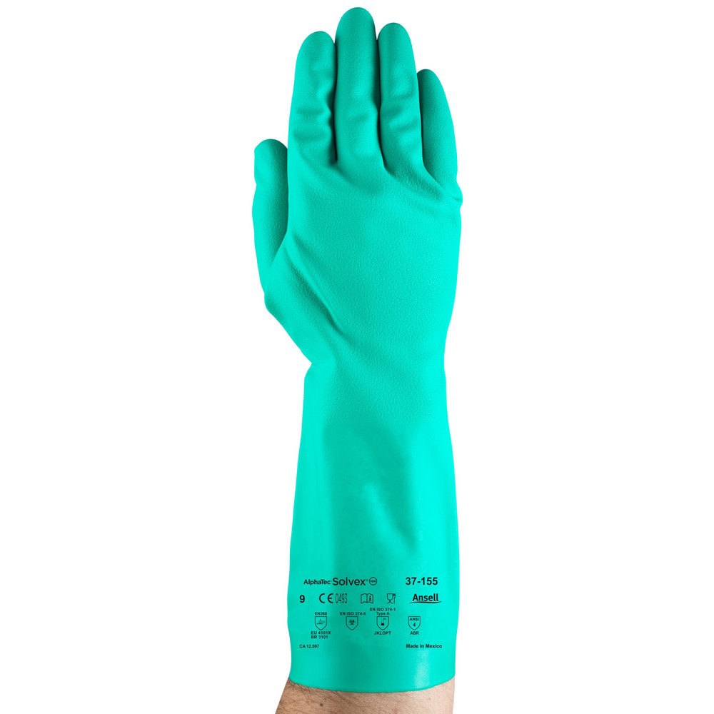 Series 37-155 Chemical Resistant Gloves: Size Medium, 15.00 Thick, Nitrile, Nitrile, Unsupported,
