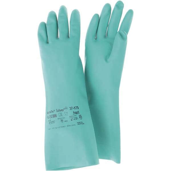 Chemical Resistant Gloves: Size X-Small, 17.00 Thick, Nitrile, Nitrile, Supported