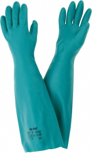 Series 37-185 Chemical Resistant Gloves: Size Small, 22.00 Thick, Nitrile, Nitrile, Unsupported,