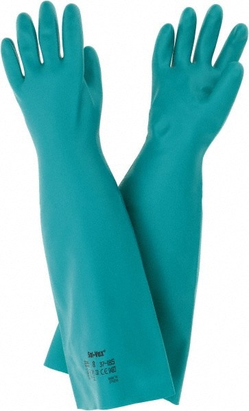 Series 37-185 Chemical Resistant Gloves: Size Medium, 22.00 Thick, Nitrile, Nitrile, Unsupported,