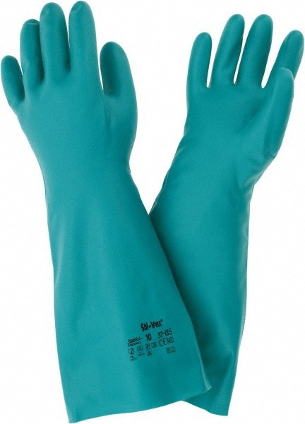 Series 37-185 Chemical Resistant Gloves: Size X-Large, 22.00 Thick, Nitrile, Nitrile, Unsupported,