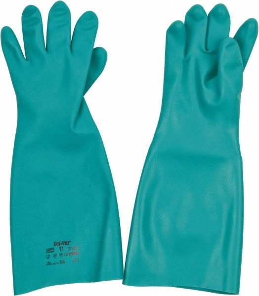 Series 37-185 Chemical Resistant Gloves: Size 2X-Large, 22.00 Thick, Nitrile, Nitrile, Unsupported,