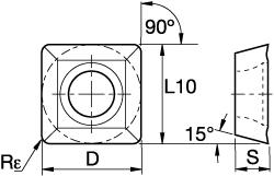 Milling Insert: SDMT090316, KC725M, Solid Carbide