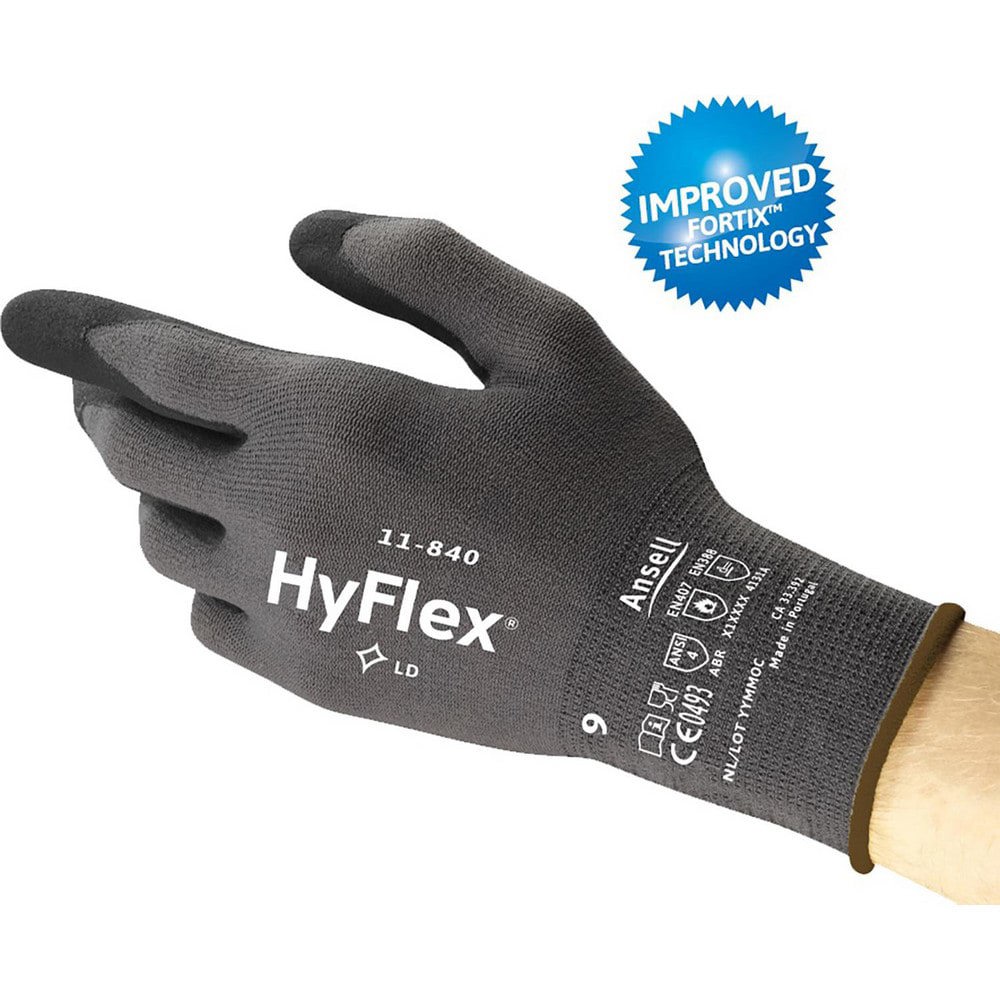 Work Gloves: HyFlex 11-840, Size 3X-Large, Foam Nitrile-Coated Nylon & Spandex, Industrial
