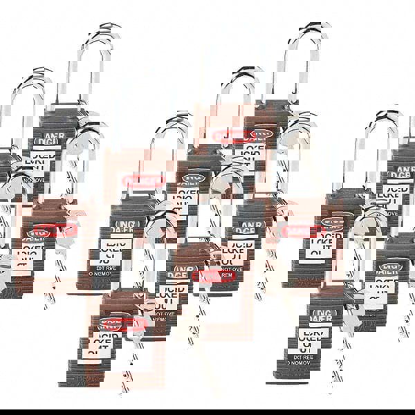 Lockout Padlock: Keyed Alike, Key Retaining, Nylon, Nylon Shackle, Brown