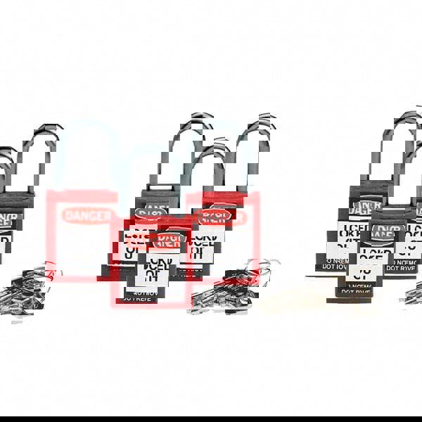 Lockout Padlock: Keyed Alike, Key Retaining, Nylon, 1