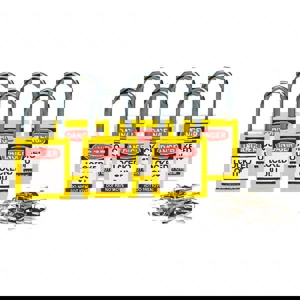 Lockout Padlock: Keyed Alike, Key Retaining, Nylon, 1