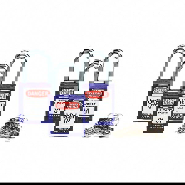 Lockout Padlock: Keyed Alike, Key Retaining, Nylon, 1