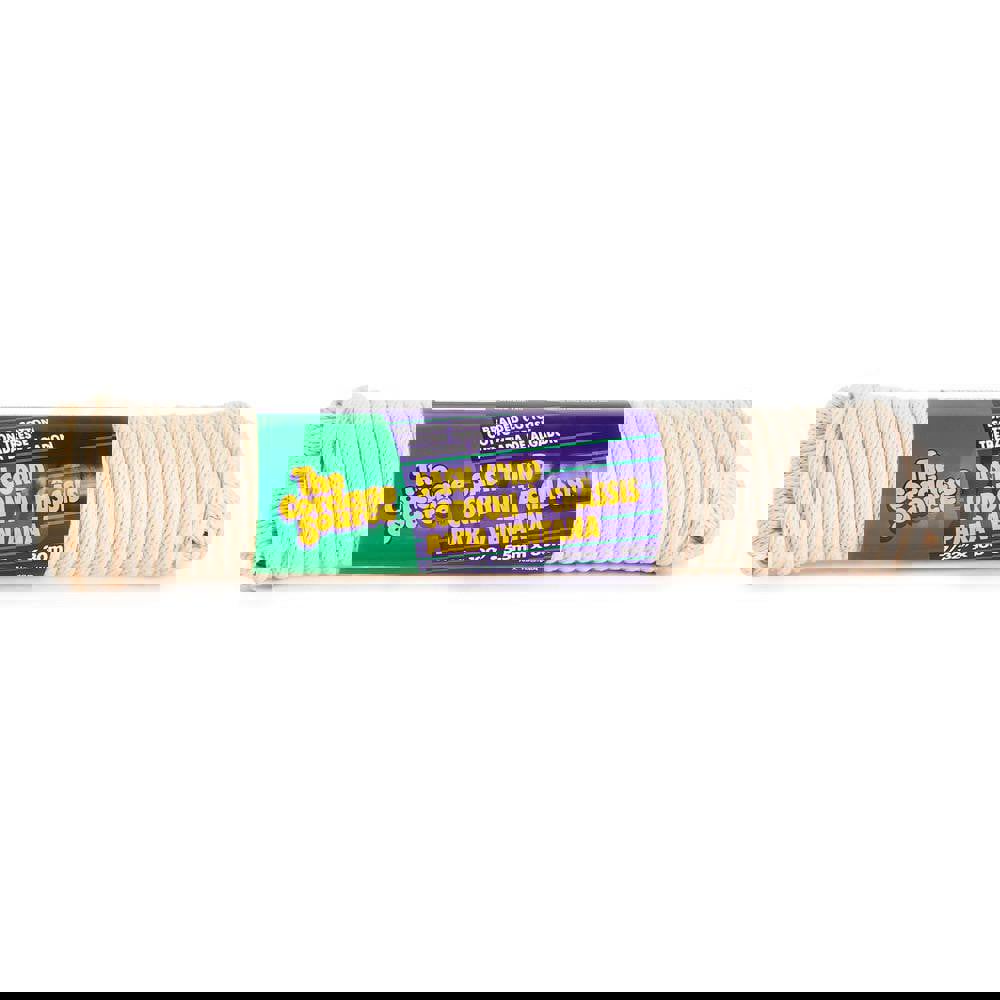 Rope; Rope Construction: 3 Strand Twisted ; Material: Cotton ; Work Load Limit: 10lb ; Color: White ; Breaking Strength: 750.000 ; Application: General Purpose