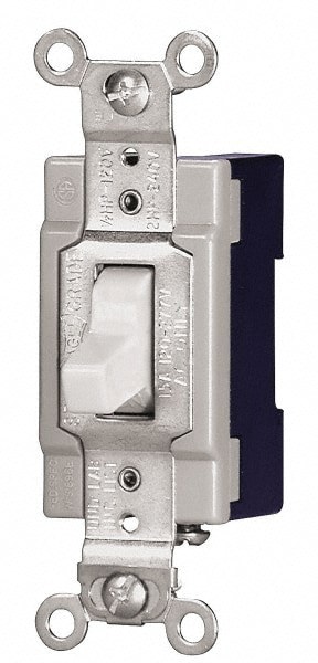 3 Pole, 120 to 277 VAC, 15 Amp, Industrial Grade Toggle Three Way Switch