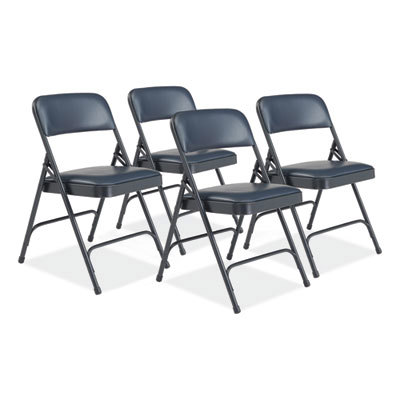 Folding Chairs; Pad Type: Padded; Armless; Vinyl ; Material: Steel; Vinyl ; Width (Inch): 19 ; Depth (Inch): 20.25 ; Seat Color: Dark Midnight Blue ; Overall Height: 29.50