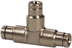 Push-To-Connect Tube to Tube Tube Fitting: Pneufit Union Tee, 1/8