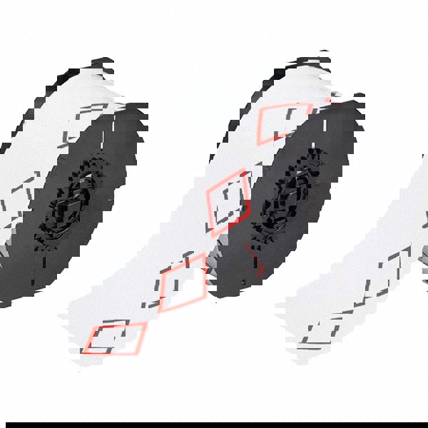 Label Maker Label: Red on White, Vinyl, 200 per Roll, 1 Roll