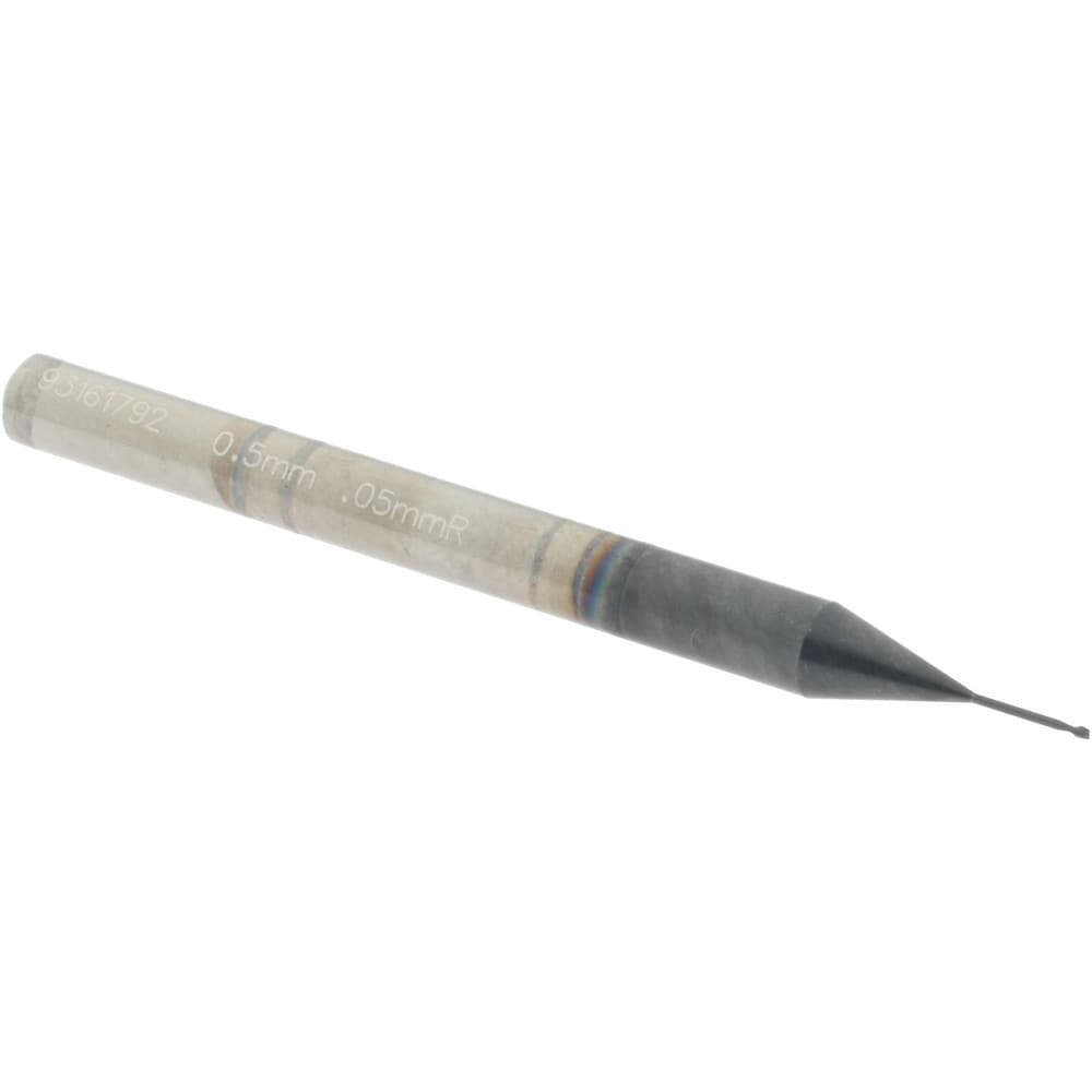 Corner Radius End Mill: 0.5 mm Dia, 0.5