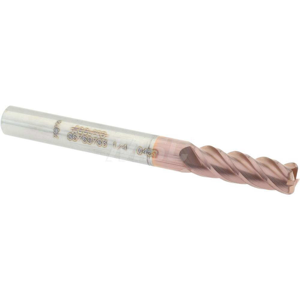 Corner Radius End Mill: 1/4