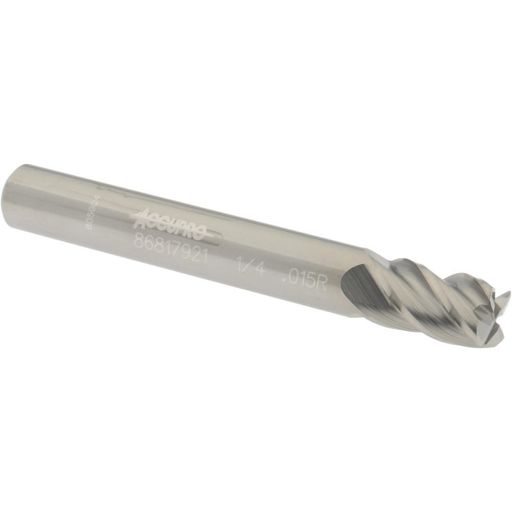 Corner Radius End Mill: 1/4