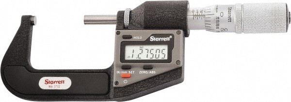 Electronic Outside Micrometer: 25.4 mm Min, Micro-Lapped Carbide Face