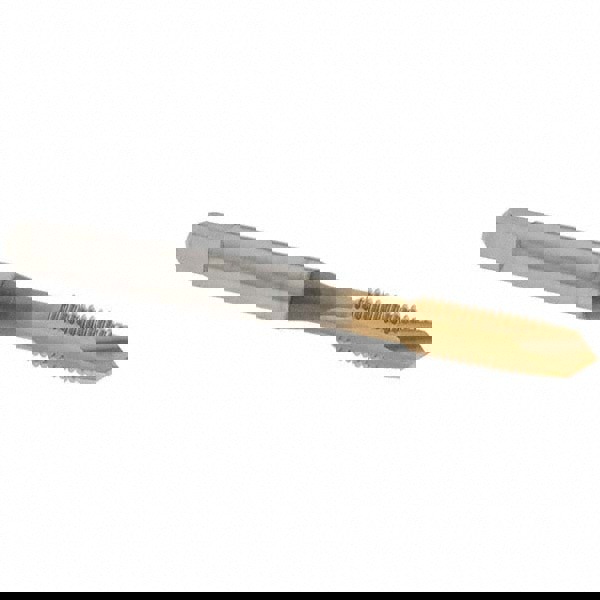 Spiral Point Tap: 1/4-28 UNF, 2 Flutes, Plug Chamfer, 3B Class of Fit, HSS, TiN Coated