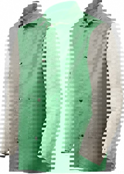 Work Jacket: Size Medium, Cotton & Leather, Snaps Closure