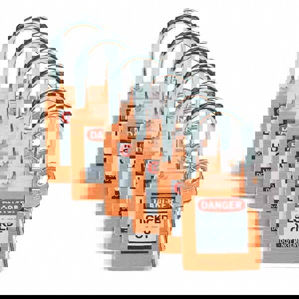 Lockout Padlock: Keyed Alike, Key Retaining, Nylon, Nylon Shackle, Orange