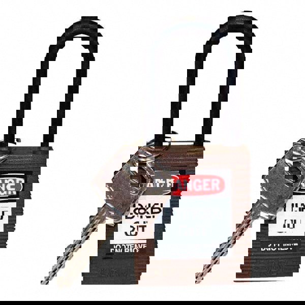 Lockout Padlock: Keyed Different, Key Retaining, Nylon, Nylon Shackle, Brown