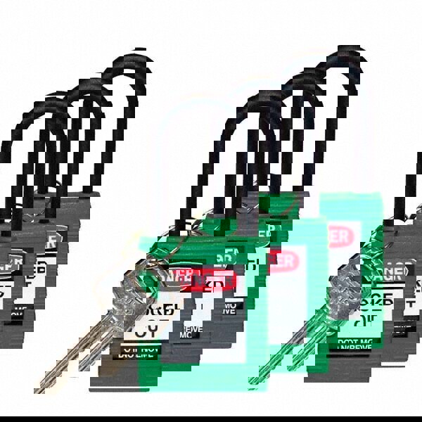 Lockout Padlock: Keyed Alike, Key Retaining, Nylon, Nylon Shackle, Green